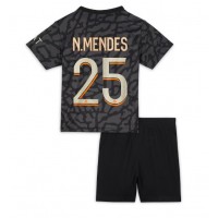 Fotbalové Dres Paris Saint-Germain Nuno Mendes #25 Dětské Alternativní 2023-24 Krátký Rukáv (+ trenýrky)